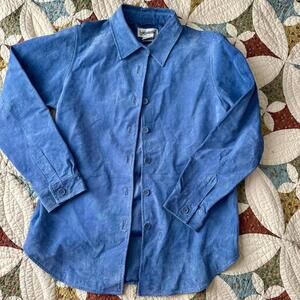 Unique vintage 90s baby blue suede 100% real leather jacket